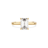 Solitärring Baguette North-South · 2,00 ct Emerald-Cut Labordiamant · 14k Gelbgold