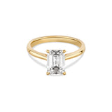 Solitärring Baguette North-South · 2,00 ct Emerald-Cut Labordiamant · 14k Gelbgold